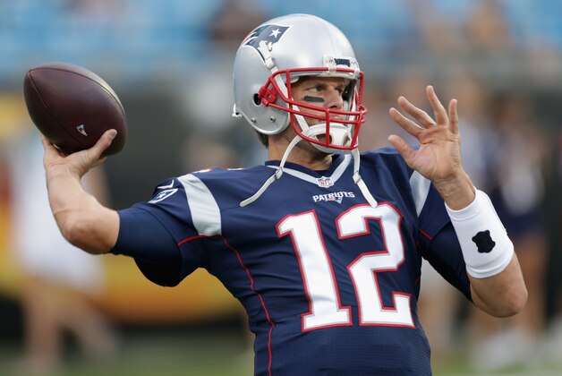CHARLOTTE, NC - AUGUST 26:  Tom Brady #12 of the New England Patriots warms up prior to their game against the Carolina Panthers during their game at Bank of America Stadium on August 26, 2016 in Charlotte, North Carolina.  (Photo by Streeter Lecka/Getty Images)
