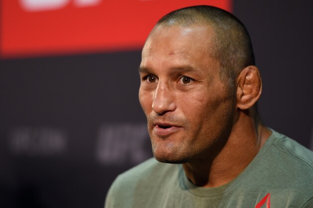 MANCHESTER, ENGLAND - OCTOBER 06:   Dan Henderson interacts with media during the UFC 204 Ultimate Media Day at Manchester Central on October 6, 2016 in Manchester, England. (Photo by Josh Hedges/Zuffa LLC/Zuffa LLC via Getty Images)