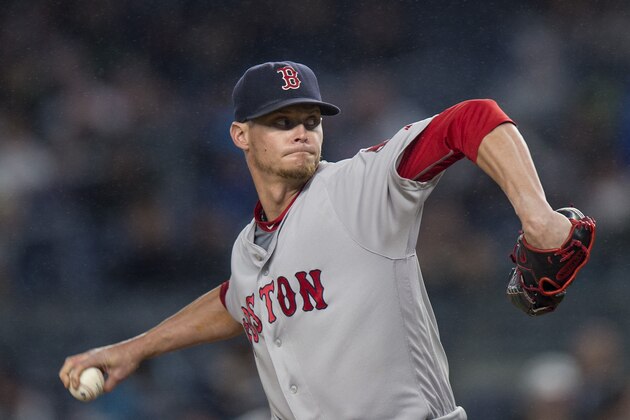 NEW YORK, NY - SEPTEMBER 28: Clay Buchholz #11 of the Boston Red Sox delivers during the first inning of a game against the New York Yankees on September 28, 2016 at Yankee Stadium in the Bronx borough of New York City. (Photo by Billie Weiss/Boston Red Sox/Getty Images)