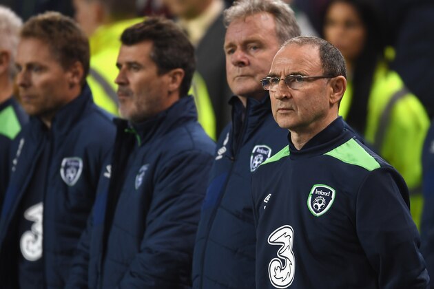 DUBLIN, IRELAND - OCTOBER 06:  Martin O'Neill, Manager of Republic of Ireland (R) looks on prior to the FIFA 2018 World Cup Group D Qualifier between Republic of Ireland and Georgia at Aviva Stadium on October 6, 2016 in Dublin, Ireland.  (Photo by Mike Hewitt/Getty Images)