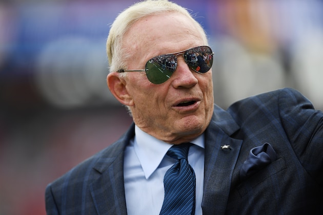 SANTA CLARA, CA - OCTOBER 02:  Owner Jerry Jones of the Dallas Cowboys looks on while his team warms up during pregame warm ups prior to playing the San Francisco 49ers at Levi's Stadium on October 2, 2016 in Santa Clara, California.  (Photo by Thearon W. Henderson/Getty Images)