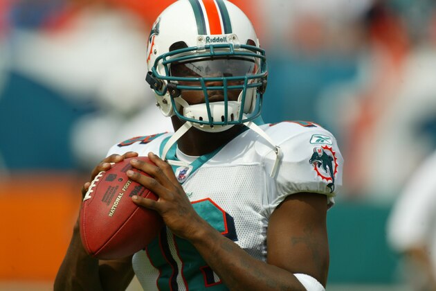 MIAMI, FL - NOVEMBER 12:  Marcus Vick #16 of the Miami Dolphins practicing before a game against the Kansas City Chiefs at Dolphin Stadium on November 12, 2006 in Miami, Florida.  The Dolphins defeated the Chiefs 13-10.  (Photo by Ronald C. Modra/Sports Imagery/Getty Images)