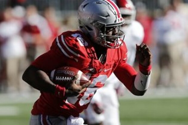 Ohio State quarterback J.T. Barrett plays against Indiana during an NCAA college football game Saturday, Oct. 8, 2016, in Columbus, Ohio. (AP Photo/Jay LaPrete)
