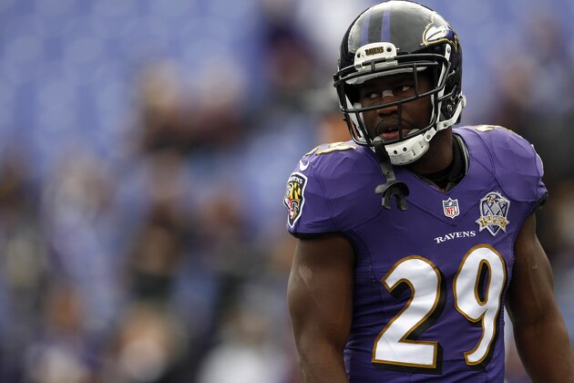 BALTIMORE, MD - NOVEMBER 1: Running back Justin Forsett #29 of the Baltimore Ravens looks on prior to a game against the San Diego Chargers at M&T Bank Stadium on November 1, 2015 in Baltimore, Maryland. (Photo by Matt Hazlett/Getty Images)