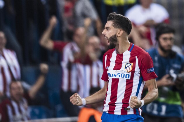 MADRID - SEPTEMBER 28: Yannick Carrasco of Atletico Madrid reacts during their 2016-17 UEFA Champions League match between Atletico Madrid vs FC Bayern Munich at the Vicente Calderon Stadium on 28 September 2016 in Madrid, Spain. (Photo by Power Sport Images/Getty Images)