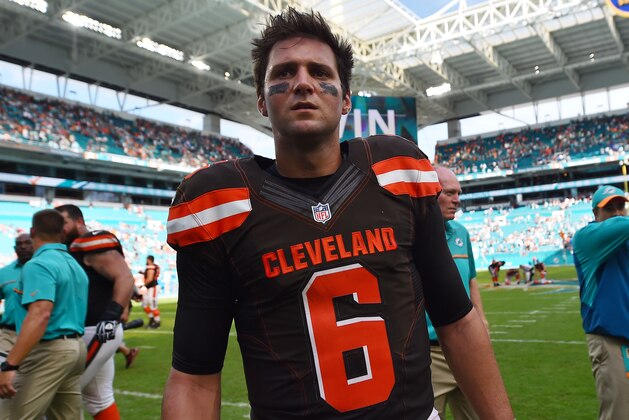 Sep 25, 2016; Miami Gardens, FL, USA; Cleveland Browns quarterback Cody Kessler (6) walks off the field after losing to the Miami Dolphins 30-24 at Hard Rock Stadium. Mandatory Credit: Jasen Vinlove-USA TODAY Sports