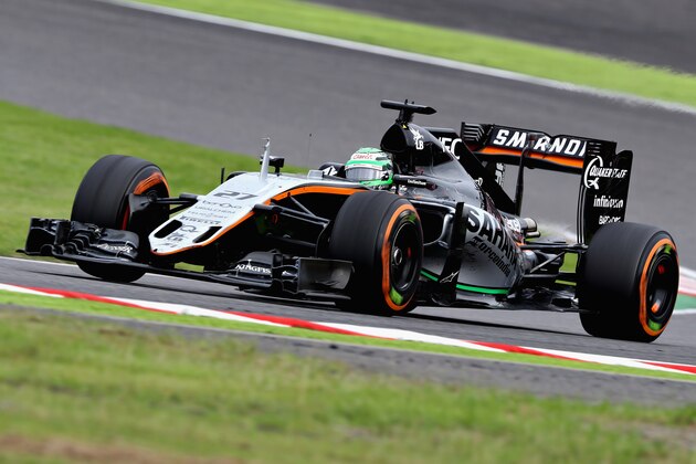 SUZUKA, JAPAN - OCTOBER 09: Nico Hulkenberg of Germany driving the (27) Sahara Force India F1 Team VJM09 Mercedes PU106C Hybrid turbo on track during the Formula One Grand Prix of Japan at Suzuka Circuit on October 9, 2016 in Suzuka.  (Photo by Mark Thompson/Getty Images)