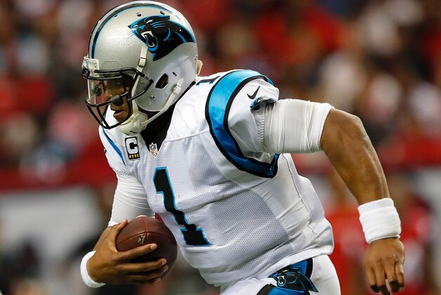 ATLANTA, GA - OCTOBER 02:  Cam Newton #1 of the Carolina Panthers rushes against the Atlanta Falcons at Georgia Dome on October 2, 2016 in Atlanta, Georgia.  (Photo by Kevin C. Cox/Getty Images)