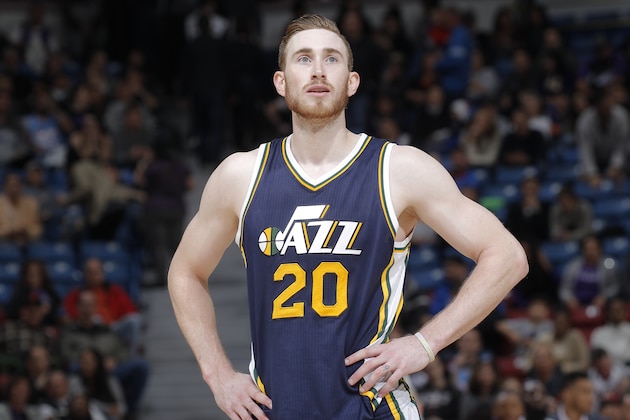 SACRAMENTO, CA - MARCH 13: Gordon Hayward #20 of the Utah Jazz looks on during the game against the Sacramento Kings on March 13, 2016 at Sleep Train Arena in Sacramento, California. NOTE TO USER: User expressly acknowledges and agrees that, by downloading and or using this photograph, User is consenting to the terms and conditions of the Getty Images Agreement. Mandatory Copyright Notice: Copyright 2016 NBAE (Photo by Rocky Widner/NBAE via Getty Images)