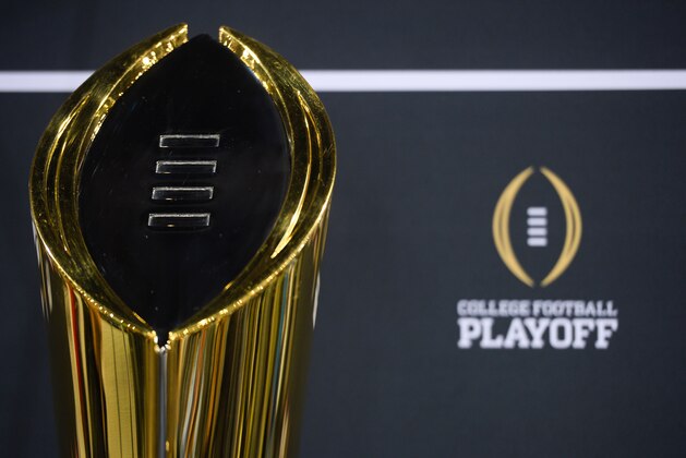 Jan 9, 2016; Phoenix, AZ, USA; General view of the college football playoff trophy during media day at Phoenix Convention Center. Mandatory Credit: Joe Camporeale-USA TODAY Sports
