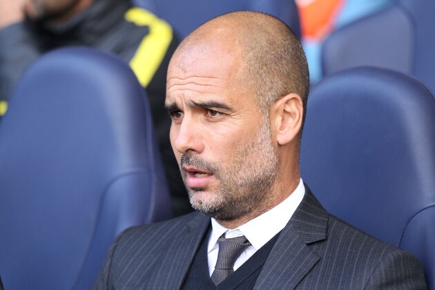 Manchester City's Spanish manager Pep Guardiola looks on ahead of the English Premier League football match between Tottenham Hotspur and Manchester City at White Hart Lane in London, on October 2, 2016. / AFP / IKIMAGES / Ian KINGTON / RESTRICTED TO EDITORIAL USE. No use with unauthorized audio, video, data, fixture lists, club/league logos or 'live' services. Online in-match use limited to 75 images, no video emulation. No use in betting, games or single club/league/player publications.  /         (Photo credit should read IAN KINGTON/AFP/Getty Images)