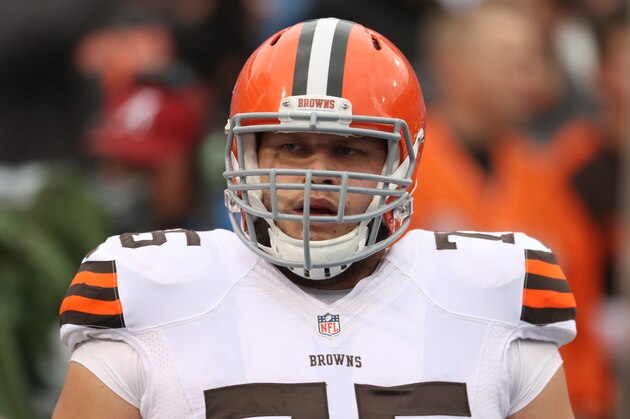 ORCHARD PARK, NY - NOVEMBER 30: Joel Bitonio #75 of the Cleveland Browns warms up before the start of NFL game action against the Buffalo Bills at Ralph Wilson Stadium on November 30, 2014 in Orchard Park, New York. (Photo by Tom Szczerbowski/Getty Images)