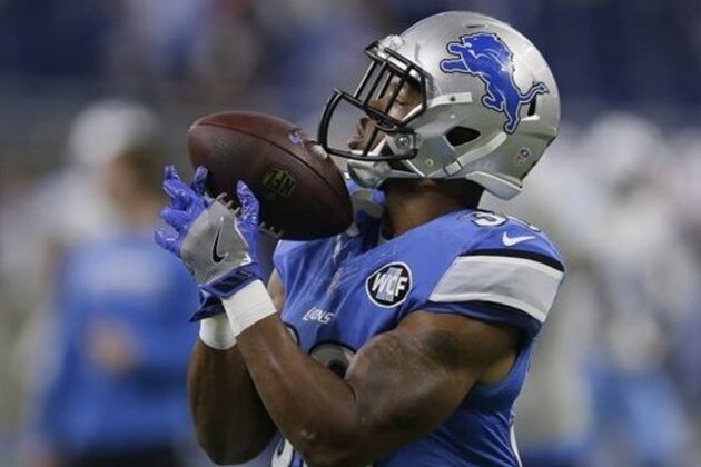 Detroit Lions running back Dwayne Washington runs through drills before the first half of an NFL football game against the Tennessee Titans, Sunday, Sept. 18, 2016, in Detroit. (AP Photo/Duane Burleson)
