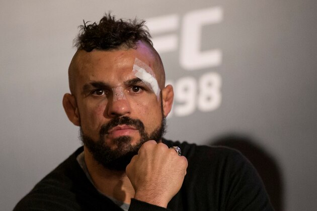 CURITIBA, BRAZIL - MAY 14: Vitor Belfort of Brazil attends the media after his fight against facing Ronaldo Jacar�� Souza of Brazil in their middleweight bout during the UFC 198 at Arena da Baixada stadium on May 14, 2016 in Curitiba, Brazil. (Photo by Buda Mendes/Zuffa LLC/Zuffa LLC via Getty Images) CURITIBA, BRAZIL - MAY 14: Vitor Belfort of Brazil attends the media after his fight against facing Ronaldo Jacar�� Souza of Brazil in their middleweight bout during the UFC 198 at Arena da Baixada stadium on May 14, 2016 in Curitiba, Brazil. (Photo by Buda Mendes/Zuffa LLC/Zuffa LLC via Getty Images)