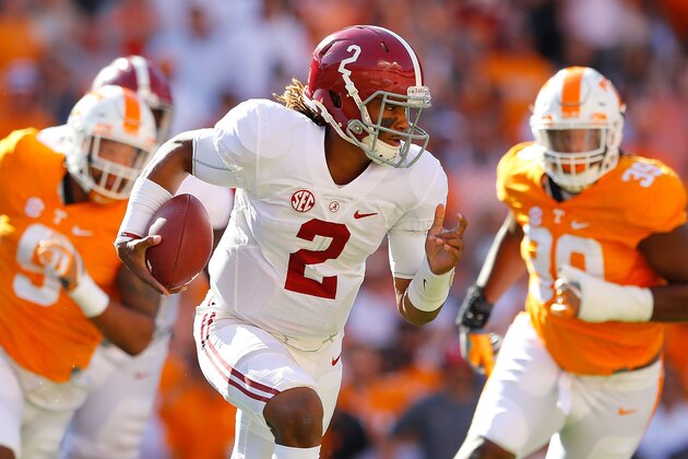 KNOXVILLE, TN - OCTOBER 15:  Jalen Hurts