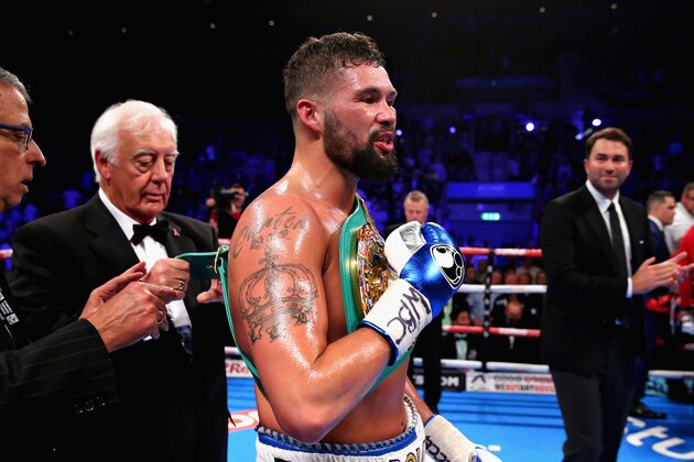 LIVERPOOL, ENGLAND - OCTOBER 15:  Tony Bellew of England celebrates after winning in the WBC Cruiserweight Championship match during Boxing at Echo Arena on October 15, 2016 in Liverpool, England.  (Photo by Alex Livesey/Getty Images)