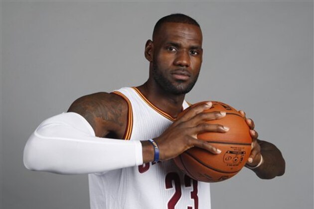 Cleveland Cavaliers forward LeBron James poses during a NBA basketball media day, Monday, Sept. 26, 2016, in Independence, Ohio. (AP Photo/Ron Schwane)