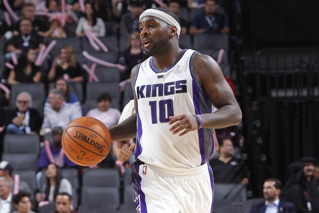 SACRAMENTO, CA - OCTOBER 10: Ty Lawson #10 of the Sacramento Kings brings the ball up the court against Maccabi Haifa on October 10, 2016 at Golden 1 Center in Sacramento, California. NOTE TO USER: User expressly acknowledges and agrees that, by downloading and or using this photograph, User is consenting to the terms and conditions of the Getty Images Agreement. Mandatory Copyright Notice: Copyright 2016 NBAE (Photo by Rocky Widner/NBAE via Getty Images)