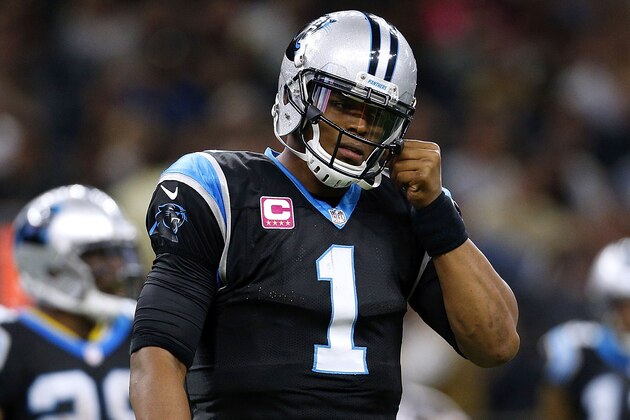 NEW ORLEANS, LA - OCTOBER 16:  Cam Newton #1 of the Carolina Panthers reacts during the first half of a game against the New Orleans Saints at the Mercedes-Benz Superdome on October 16, 2016 in New Orleans, Louisiana.  (Photo by Jonathan Bachman/Getty Images)