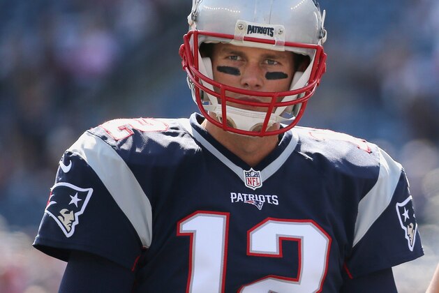 FOXBORO, MA - OCTOBER 16:  Tom Brady #12 of the New England Patriots looks on before the game against the Cincinnati Bengals at Gillette Stadium on October 16, 2016 in Foxboro, Massachusetts.  (Photo by Jim Rogash/Getty Images)
