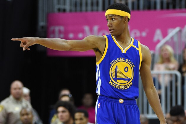 LAS VEGAS, NV - OCTOBER 15:  Patrick McCaw #0 of the Golden State Warriors stands on the court during a preseason game against the Los Angeles Lakers at T-Mobile Arena on October 15, 2016 in Las Vegas, Nevada. Golden State won 112-107. NOTE TO USER: User expressly acknowledges and agrees that, by downloading and or using this photograph, User is consenting to the terms and conditions of the Getty Images License Agreement.  (Photo by Ethan Miller/Getty Images)