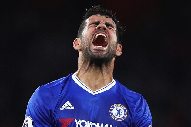 LONDON, ENGLAND - SEPTEMBER 24: Diego Costa of Chelsea shows his frustration  during the Premier League match between Arsenal and Chelsea at the Emirates Stadium on September 24, 2016 in London, England.  (Photo by Paul Gilham/Getty Images)