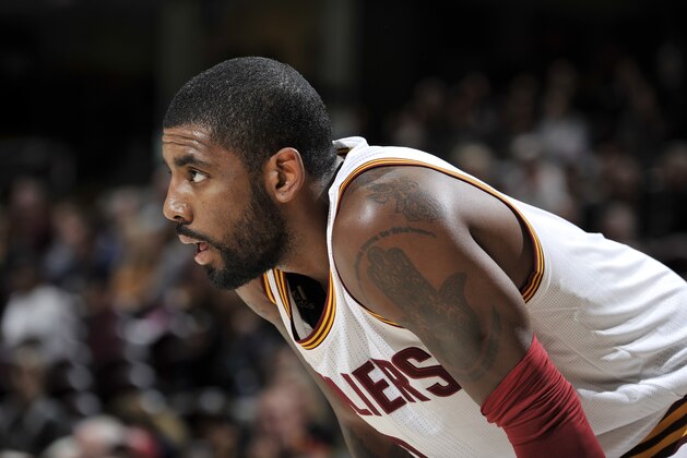 CLEVELAND, OH - OCTOBER 8: Kyrie Irving #2 of the Cleveland Cavaliers looks on during a preseason game against the Philadelphia 76ers on October 8, 2016 at Quicken Loans Arena in Cleveland, Ohio. NOTE TO USER: User expressly acknowledges and agrees that, by downloading and or using this Photograph, user is consenting to the terms and conditions of the Getty Images License Agreement. Mandatory Copyright Notice: Copyright 2016 NBAE (Photo by David Liam Kyle/NBAE via Getty Images)