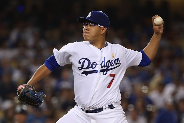 LOS ANGELES, CA - SEPTEMBER 02:  Pitcher Julio Urias #7 of the Los Angeles Dodgers pitches in the second inning during the MLB game against the San Diego Padres at Dodger Stadium on September 2, 2016 in Los Angeles, California. The Padres defeated the Dodgers 4-2.  (Photo by Victor Decolongon/Getty Images)