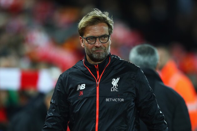 LIVERPOOL, ENGLAND - OCTOBER 17:  Jurgen Klopp, Manager of Liverpool looks on during the Premier League match between Liverpool and Manchester United at Anfield on October 17, 2016 in Liverpool, England.  (Photo by Clive Brunskill/Getty Images)