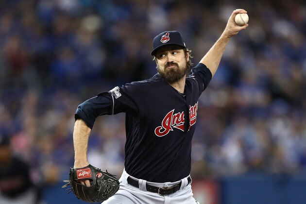 TORONTO, ON - OCTOBER 19:  Andrew Miller #24 of the Cleveland Indians throws a pitch in the seventh inning against the Toronto Blue Jays during game five of the American League Championship Series at Rogers Centre on October 19, 2016 in Toronto, Canada.  (Photo by Elsa/Getty Images)