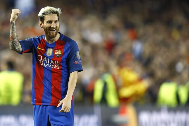 Lionel Messi of FC Barcelona scoredduring the UEFA Champions League group C match between FC Barcelona and Manchester City on October 19, 2016 at the Camp Nou stadium in Barcelona, Spain.(Photo by VI Images via Getty Images)