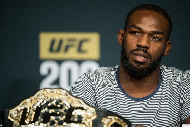 LAS VEGAS, NV - JULY 06:  Jon Jones speaks to the media during the UFC 200: Press Conference in KA Theater at MGM Grand Hotel & Casino on July 6, 2016 in Las Vegas, Nevada. (Photo by Brandon Magnus/Zuffa LLC/Zuffa LLC via Getty Images)