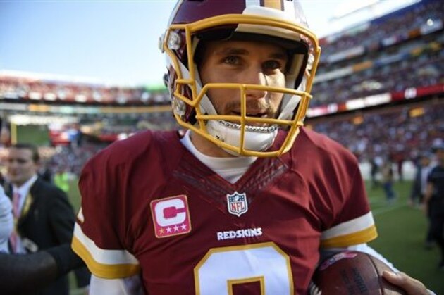 Washington Redskins quarterback Kirk Cousins walks off the field after an NFL football game against the Philadelphia Eagles, Sunday, Oct. 16, 2016, in Landover, Md. Washington won 27-20. (AP Photo/Nick Wass)