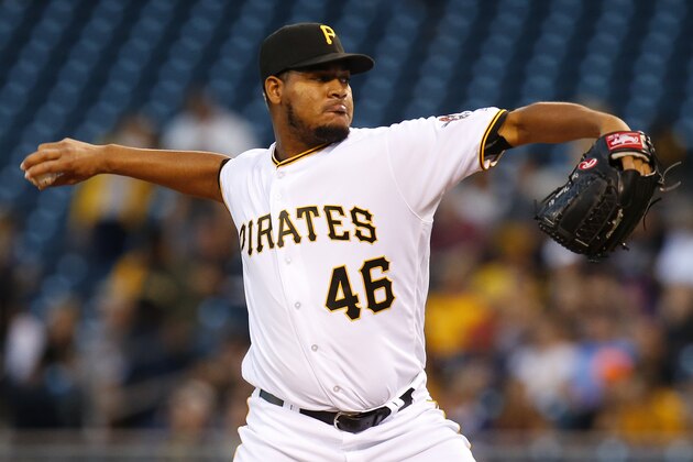 PITTSBURGH, PA - SEPTEMBER 24:  Ivan Nova #46 of the Pittsburgh Pirates pitches in the first inning during the game against the Washington Nationals at PNC Park on September 24, 2016 in Pittsburgh, Pennsylvania.  (Photo by Justin K. Aller/Getty Images)