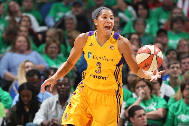 MINNEAPOLIS, MN - OCTOBER 20:  Candace Parker #3 of the Los Angeles Sparks drives to the basket against the Minnesota Lynx during Game Five of the 2016 WNBA Finals on October 20, 2016 at Target Center in Minneapolis, Minnesota. NOTE TO USER: User expressly acknowledges and agrees that, by downloading and or using this Photograph, user is consenting to the terms and conditions of the Getty Images License Agreement. Mandatory Copyright Notice: Copyright 2016 NBAE (Photo by David Sherman/NBAE via Getty Images)