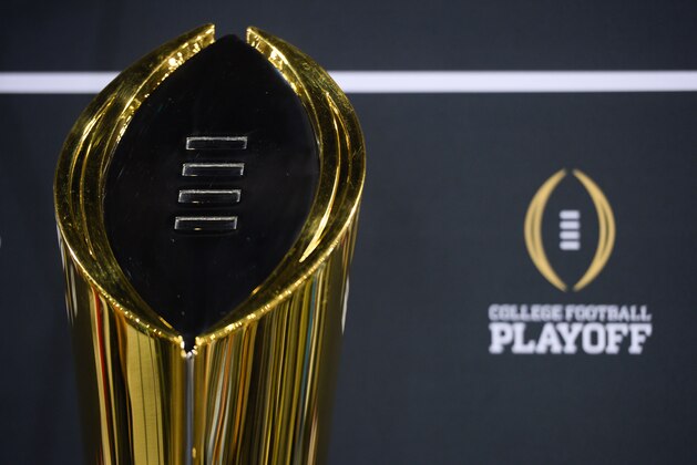 Jan 9, 2016; Phoenix, AZ, USA; General view of the college football playoff trophy during media day at Phoenix Convention Center. Mandatory Credit: Joe Camporeale-USA TODAY Sports