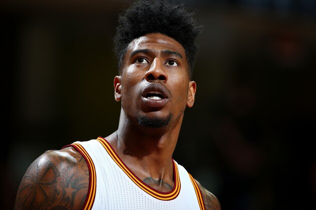 CLEVELAND, OH - MAY 19: Iman Shumpert #4 of the Cleveland Cavaliers looks on after a play against the Toronto Raptors during Game Two of the Eastern Conference Finals during the 2016 NBA Playoffs on May 19, 2016 at Quicken Loans Arena in Cleveland, Ohio. NOTE TO USER: User expressly acknowledges and agrees that, by downloading and or using this Photograph, user is consenting to the terms and conditions of the Getty Images License Agreement. Mandatory Copyright Notice: Copyright 2016 NBAE (Photo by Nathaniel Butler/NBAE via Getty Images)