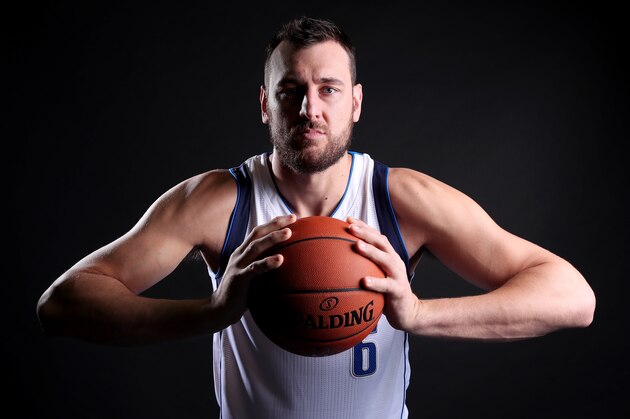 DALLAS, TX - SEPTEMBER 26:  Andrew Bogut #6 of the Dallas Mavericks poses for a portrait during the Dallas Mavericks Media Day held at American Airlines Center on September 26, 2016 in Dallas, Texas. NOTE TO USER: User expressly acknowledges and agrees that, by downloading and or using this photograph, User is consenting to the terms and conditions of the Getty Images License Agreement.  (Photo by Tom Pennington/Getty Images)