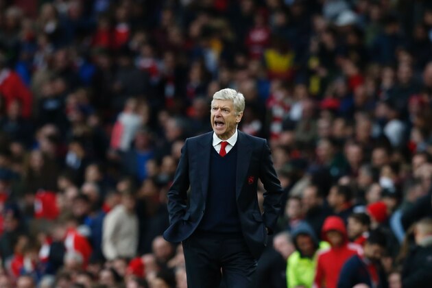 Arsenal's French manager Arsene Wenger gestures on the touchline during the English Premier League football match between Arsenal and Middlesbrough at the Emirates Stadium in London on October 22, 2016.  / AFP / Ian KINGTON / RESTRICTED TO EDITORIAL USE. No use with unauthorized audio, video, data, fixture lists, club/league logos or 'live' services. Online in-match use limited to 75 images, no video emulation. No use in betting, games or single club/league/player publications.  /         (Photo credit should read IAN KINGTON/AFP/Getty Images)