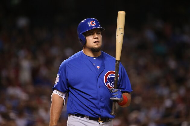 PHOENIX, AZ - APRIL 07:  Kyle Schwarber #12 of the Chicago Cubs at bat during the MLB game against the Arizona Diamondbacks at Chase Field on April 7, 2016 in Phoenix, Arizona.  (Photo by Christian Petersen/Getty Images)