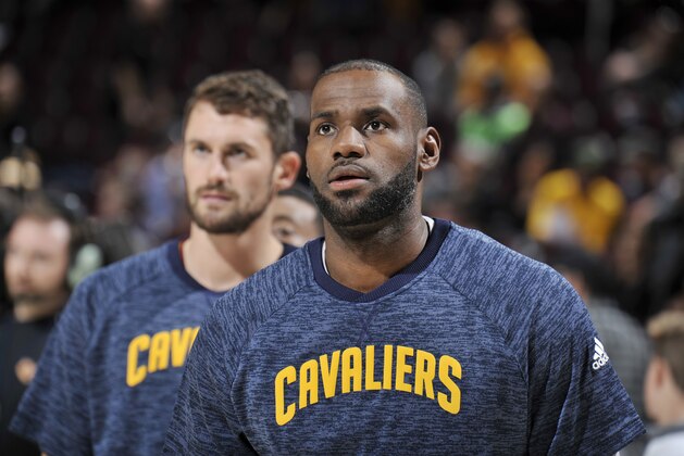 CLEVELAND, OH - OCTOBER 8: LeBron James #23 of the Cleveland Cavaliers warms up before a preseason game against the Philadelphia 76ers on October 8, 2016 at Quicken Loans Arena in Cleveland, Ohio. NOTE TO USER: User expressly acknowledges and agrees that, by downloading and or using this Photograph, user is consenting to the terms and conditions of the Getty Images License Agreement. Mandatory Copyright Notice: Copyright 2016 NBAE (Photo by David Liam Kyle/NBAE via Getty Images)