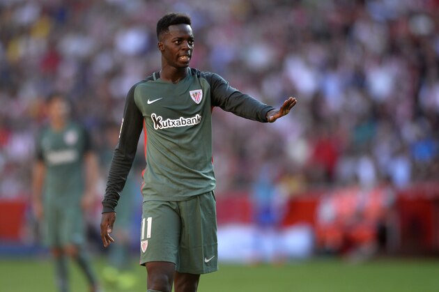 Athletic Bilbao's forward Inaki Williams gestures during the Spanish league football match Real Sporting de Gijon vs Athletic Club Bilbao at El Molinon stadium in Gijon on August 21, 2016. / AFP / MIGUEL RIOPA        (Photo credit should read MIGUEL RIOPA/AFP/Getty Images)