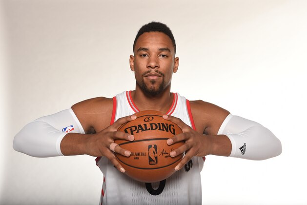 TORONTO, CANADA -  SEPTEMBER 28:  Jared Sullinger of the Toronto Raptors poses for a portrait during 2016 Media Day on September 28, 2016 at the BioSteel Centre in Toronto, Ontario, Canada.  NOTE TO USER: User expressly acknowledges and agrees that, by downloading and or using this Photograph, user is consenting to the terms and conditions of the Getty Images License Agreement.  Mandatory Copyright Notice: Copyright 2016 NBAE (Photo by Ron Turenne/NBAE via Getty Images)