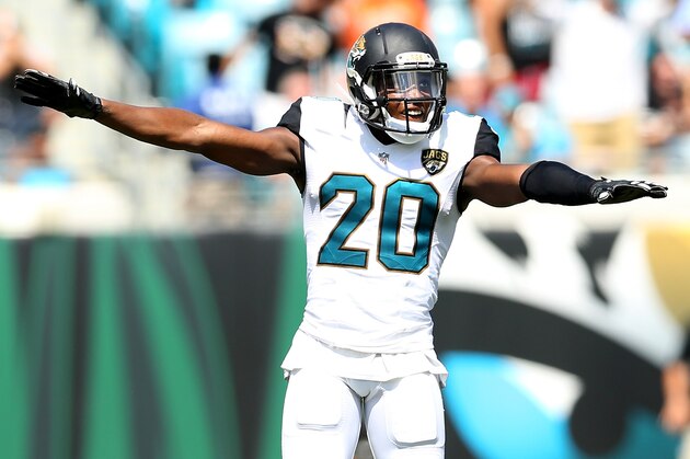JACKSONVILLE, FL - SEPTEMBER 25:   Jalen Ramsey
#20 of the Jacksonville Jaguars against the Baltimore Ravens at EverBank Field on September 25, 2016 in Jacksonville, Florida.  (Photo by Maddie Meyer/Getty Images)