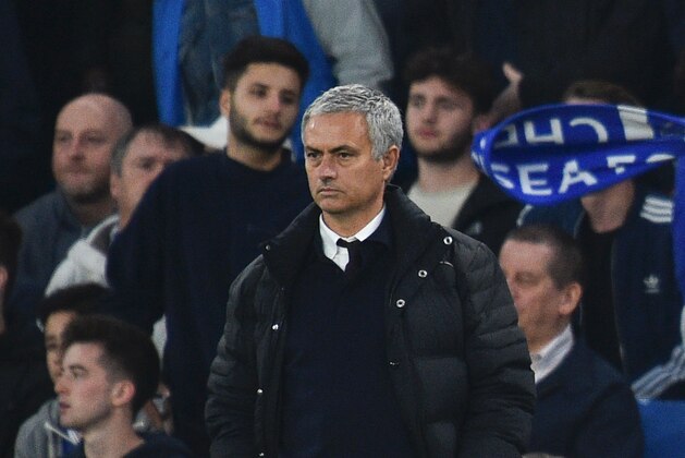 Manchester United's Portuguese manager Jose Mourinho looks on from the touchline during the English Premier League football match between Chelsea and Manchester United at Stamford Bridge in London on October 23, 2016. / AFP / GLYN KIRK / RESTRICTED TO EDITORIAL USE. No use with unauthorized audio, video, data, fixture lists, club/league logos or 'live' services. Online in-match use limited to 75 images, no video emulation. No use in betting, games or single club/league/player publications.  /         (Photo credit should read GLYN KIRK/AFP/Getty Images)