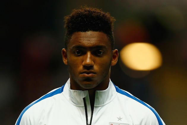 COVENTRY, ENGLAND - OCTOBER 13: Joe Gomez of England U21 lines up for the National Anthem during the European Under 21 Qualifier between England U-21 and Kazakhstan U-21 at Ricoh Arena on October 13, 2015 in Coventry, England.  (Photo by Laurence Griffiths/Getty Images)