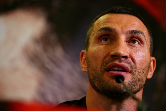 LONDON, ENGLAND - SEPTEMBER 12:  Wladimir Klitschko speaks at a press conference ahead of the world heavyweight title rematch between Tyson Fury and Wladimir Klitschko at the Landmark London Hotel on September 12, 2016 in London, England.  (Photo by Dan Istitene/Getty Images)