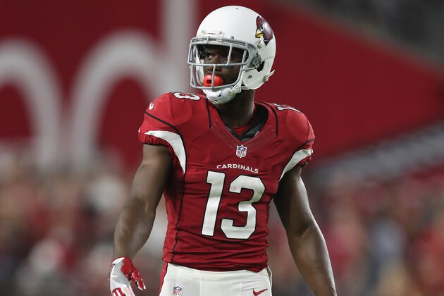 GLENDALE, AZ - SEPTEMBER 11:  Wide receiver Jaron Brown #13 of the Arizona Cardinals during the NFL game against the New England Patriots at the University of Phoenix Stadium on September 11, 2016 in Glendale, Arizona. The Patriots defeated the Cardinals 23-21.  (Photo by Christian Petersen/Getty Images)