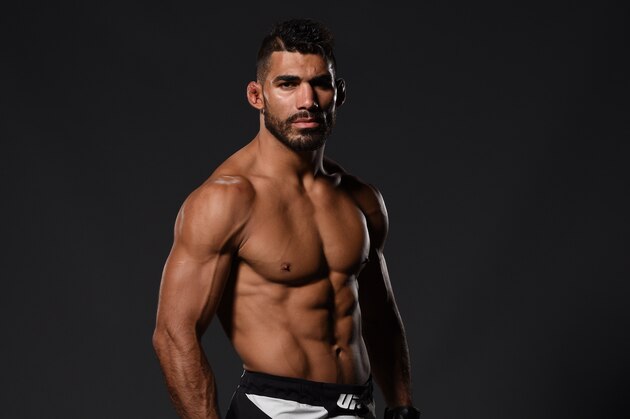 SAN DIEGO, CA - JULY 15:   Lyman Good poses for a post fight portrait backstage during the UFC event at the Valley View Casino Center on July 15, 2015 in San Diego, California. (Photo by Mike Roach/Zuffa LLC/Zuffa LLC via Getty Images)