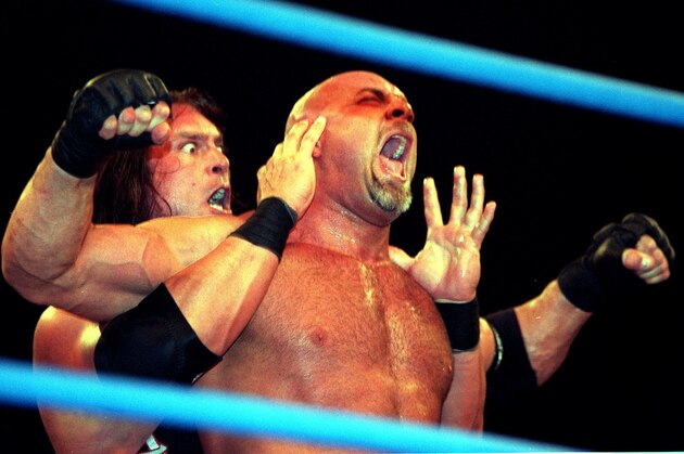 09 Oct 2000:  Goldberg tries to break free from Chuck Palumbo during their bout at the World Chamionship Wrestling ''Thunder Down Under'' night at the Sydney Entertainment Centre, Sydney, Australia. Mandatory Credit: Scott Barbour/ALLSPORT